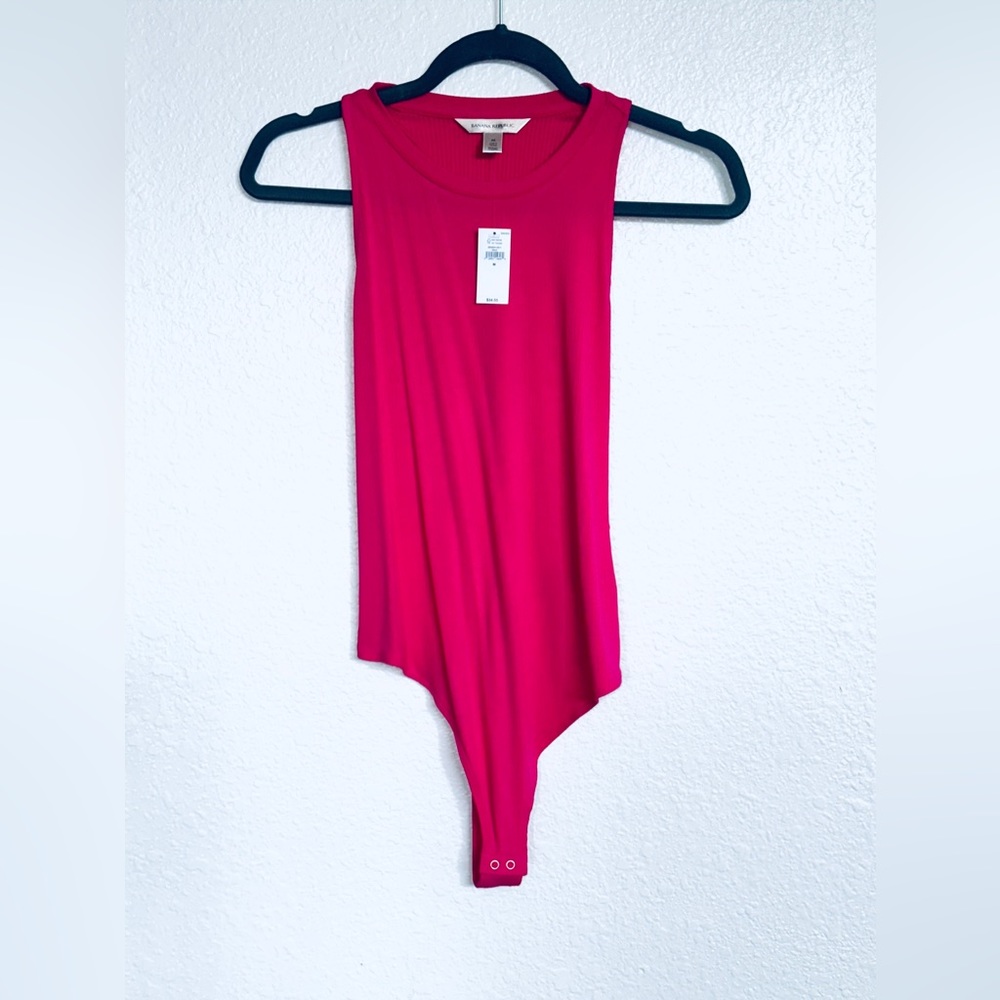 New! Banana Republic Fuchsia Fitted Bodysuit Tank High Neck